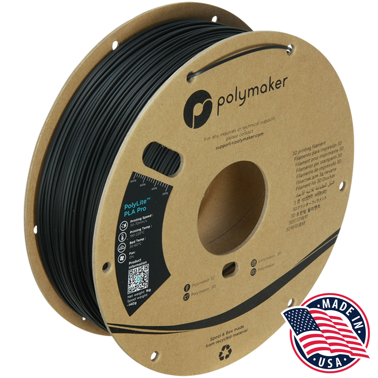 PolyLite™ PLA Pro - Metallic Black