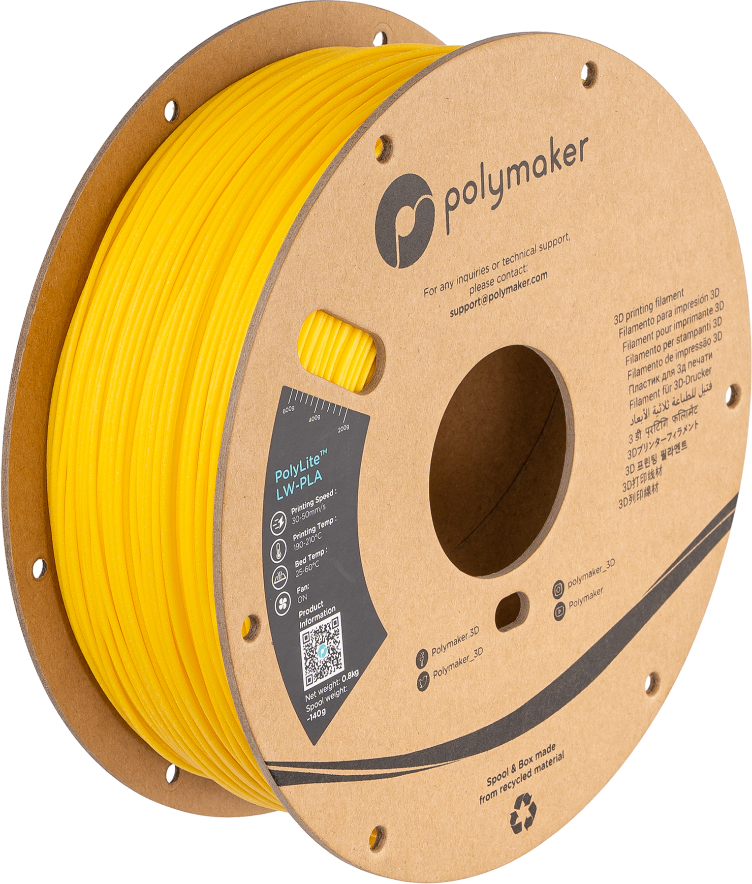 PolyLite™ LW-PLA - Bright Yellow